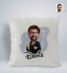 Kişiye Özel İsimli Erkek Hakim Karikatürlü Kare Araç Koltuk Yastığı-1