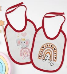 BK Kids Baby Tasarımlı 2’li Kırmızı Mama Önlüğü-1