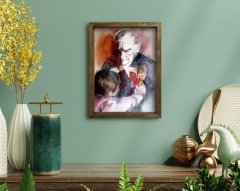 BK Home Atatürk Tasarımlı Doğal Masif Ahşap Çerçeveli Tablo 45x65cm-7