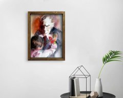 BK Home Atatürk Tasarımlı Doğal Masif Ahşap Çerçeveli Tablo 45x65cm-7