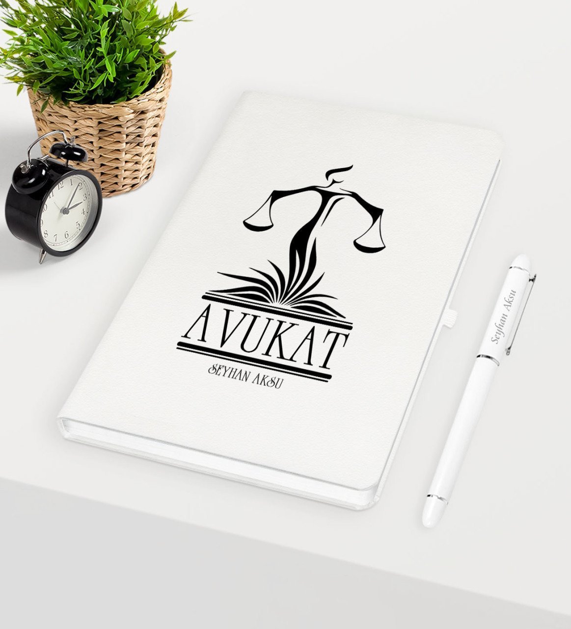 Kişiye Özel Avukat Temalı Beyaz Defter Kalem Seti - 5
