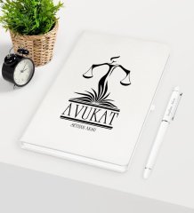 Kişiye Özel Avukat Temalı Beyaz Defter Kalem Seti - 5