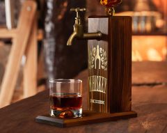 BK Gift Aynalı Altın Kabartma Musluklu Doğal Ceviz Ahşap Viski Standı, Home Bar, İçecek Dispenseri, Ahşap İçecek Çeşmesi-10