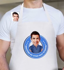 Kişiye Özel Kolay Yetişmiyor Karikatür Beyaz Erkek Mutfak Önlüğü - 2