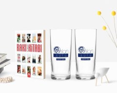 Kişiye Özel Renkli Baskılı Aslan Sütü Tasarımlı İkili Rakı Bardağı ve Rakı Cep Kitabı Hediye Seti-2