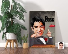 Kişiye Özel Boss Karikatürlü Kanvas Tablo 70x100cm-3
