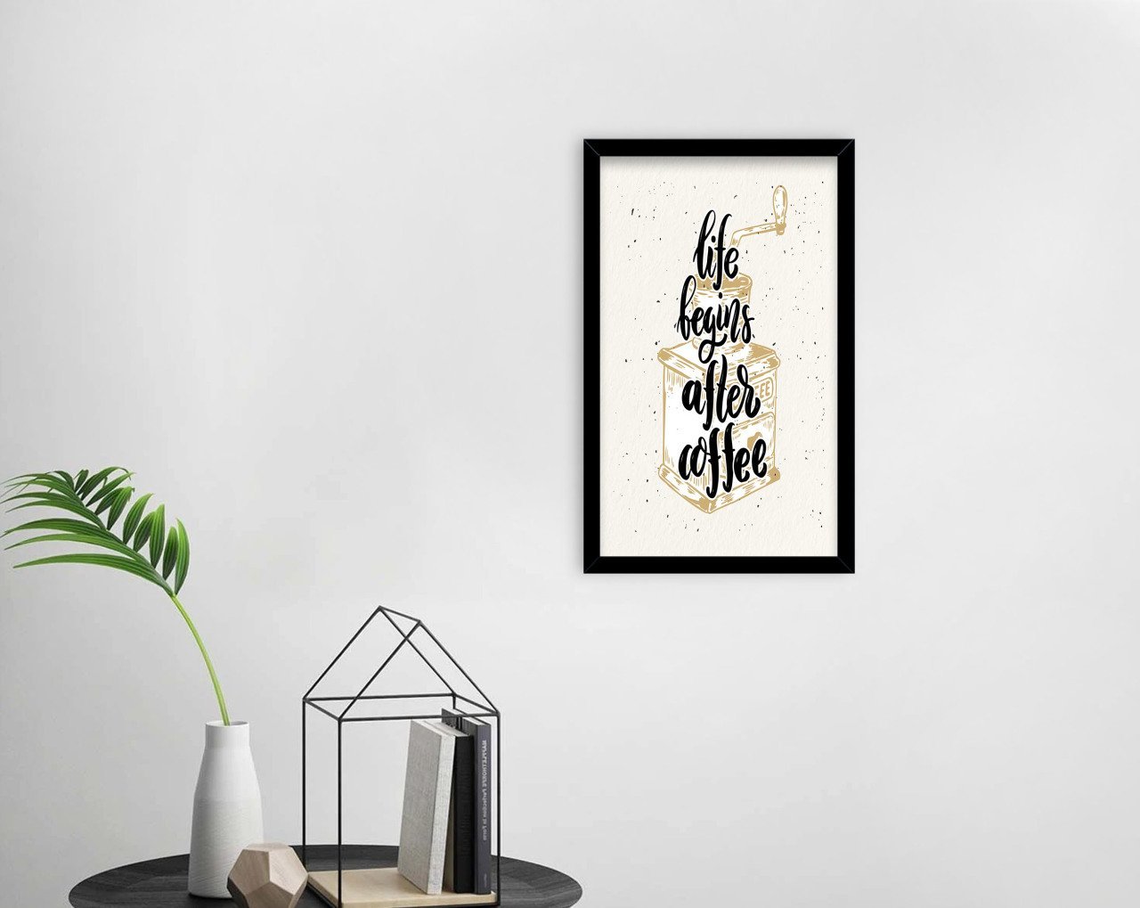 BK Home Coffee Tasarımlı Dekoratif Ahşap Siyah Çerçeveli Tablo-42