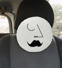 Kişiye Özel İsimli Picasso Erkek Figürlü Yuvarlak Araç Koltuk Yastığı-1
