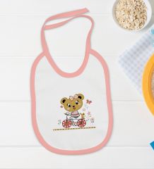 BK Kids Sevimli Ayıcık Tasarımlı Pembe Bebek Body Zıbın ve Mama Önlüğü Hediye Seti-2