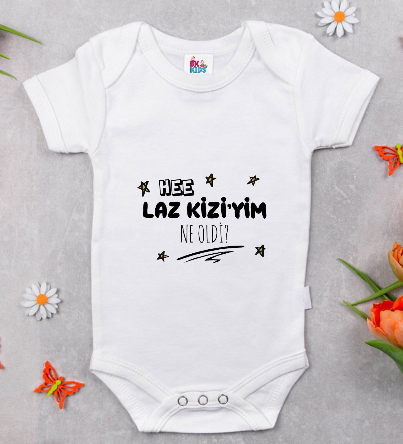 BK Kids Laz Kizi'yim Tasarımlı Beyaz Bebek Body Zıbın-1