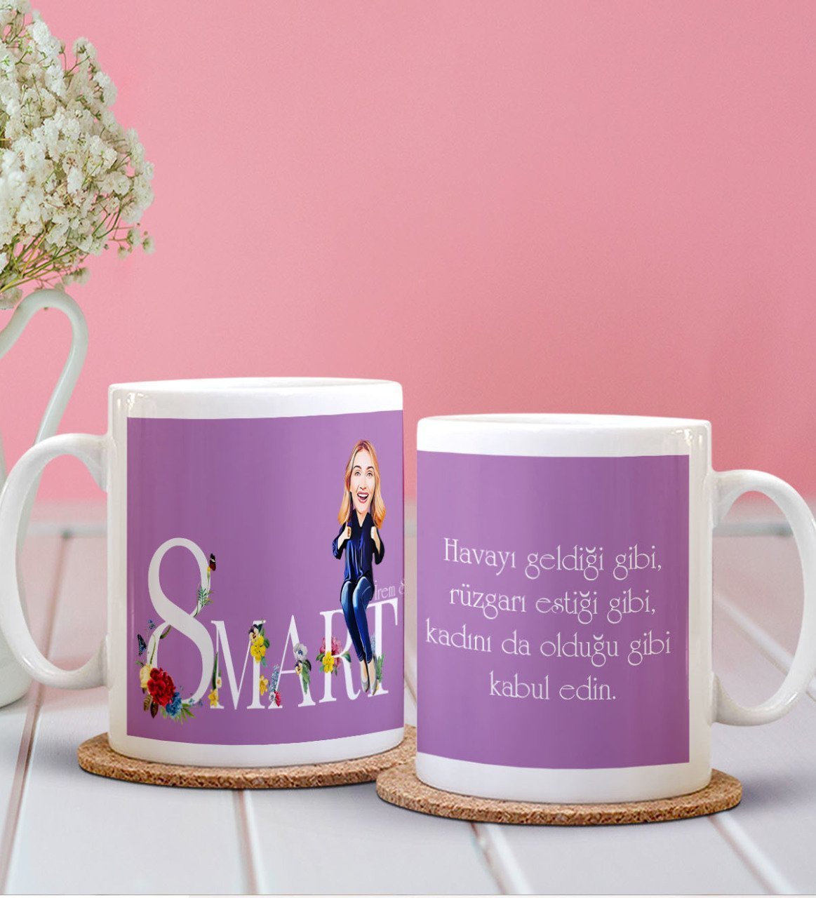 Kişiye Özel 8 Mart  Dünya Kadınlar Günü Karikatürlü Kupa Bardak -12