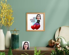 BK Home En Güzel Anne Karikatürlü El Yapımı Ahşap Çerçeveli Tablo-1