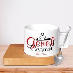 Kişiye Özel Mesleki Genel Cerrah Ahşap Altlıklı Seramik Fincan - 1