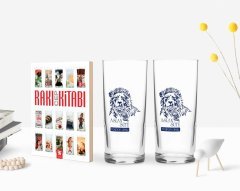 Kişiye Özel Renkli Baskılı Aslan Sütü Tasarımlı İkili Rakı Bardağı ve Rakı Cep Kitabı Hediye Seti-1