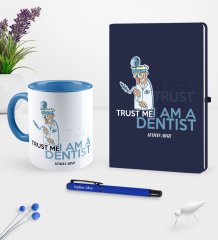 Kişiye Özel Diş Hekimi Temalı Lacivert Defter Kalem Kupa Seti - 3