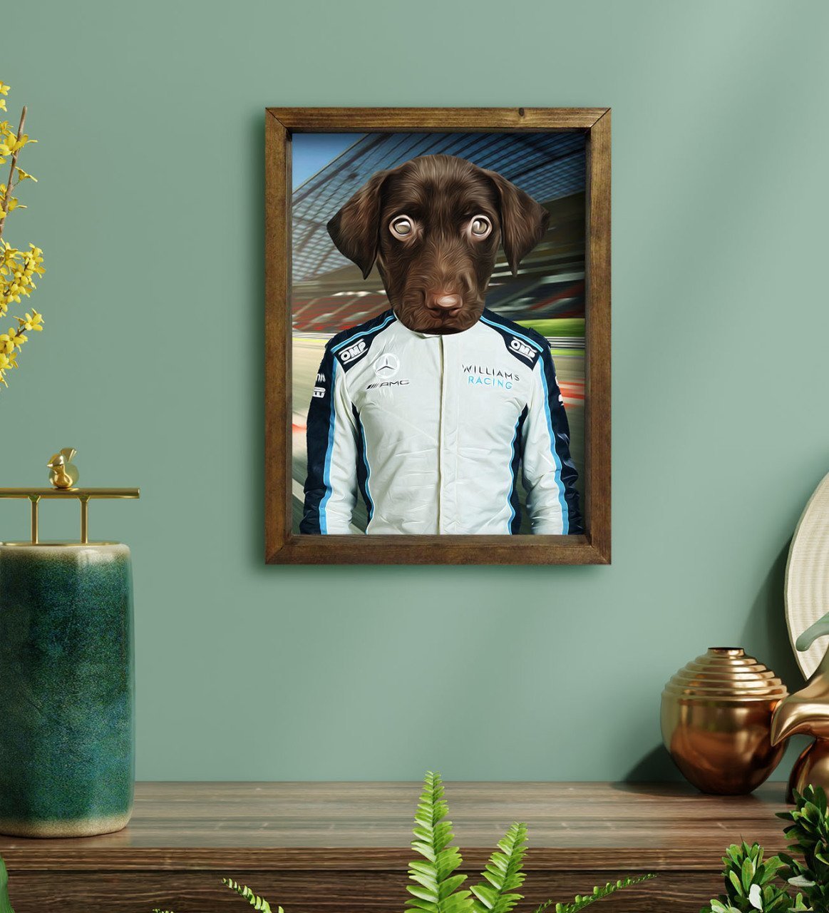 Evcil Dostlara Özel Pilot Tasarımlı Portre Doğal Masif Ahşap Çerçeveli Tablo 30x40cm-7