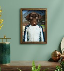 Evcil Dostlara Özel Pilot Tasarımlı Portre Doğal Masif Ahşap Çerçeveli Tablo 30x40cm-7