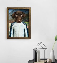 Evcil Dostlara Özel Pilot Tasarımlı Portre Doğal Masif Ahşap Çerçeveli Tablo 30x40cm-7