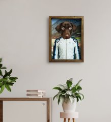 Evcil Dostlara Özel Pilot Tasarımlı Portre Doğal Masif Ahşap Çerçeveli Tablo 30x40cm-7