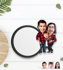 Kişiye Özel Aile Karikatürlü Ahşap Bardak Altlığı-2