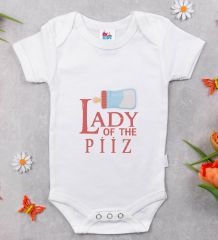 BK Kids Lady Of The Piiz Tasarımlı Beyaz Bebek Body Zıbın-1
