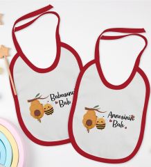 BK Kids Annesinin ve Babasının Balı Tasarımlı 2’li Kırmızı Mama Önlüğü-1