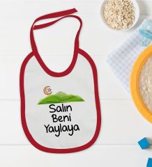 BK Kids Salın Beni Yaylaya Tasarımlı Kırmızı Bebek Mama Önlüğü-1
