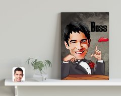 Kişiye Özel Boss Karikatürlü Kanvas Tablo 30x50cm-3