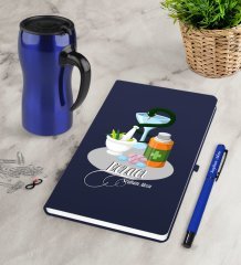 Kişiye Özel Eczacı Lacivert Defter Kalem Termos Mug Seti-6