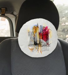 Kişiye Özel İsimli Newyork Tasarımlı Yuvarlak Araç Koltuk Yastığı-1
