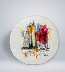 Kişiye Özel İsimli Newyork Tasarımlı Yuvarlak Araç Koltuk Yastığı-1