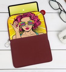 BK Gift Pop Art Tasarımlı Taşınabilir Koruyucu Tablet Kılıfı & Organizer Çanta - Bordo-7