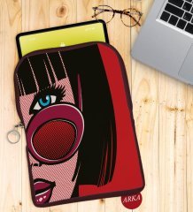 BK Gift Pop Art Tasarımlı Taşınabilir Koruyucu Tablet Kılıfı & Organizer Çanta - Bordo-7