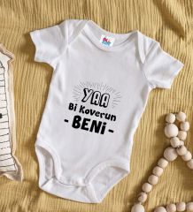 BK Kids Koverun Beni Tasarımlı Beyaz Bebek Body Zıbın-1