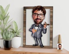 BK Gift Kişiye Özel Patron Karikatürlü 3D Ahşap Tablo, Sevgiliye Hediye, Arkadaşa Hediye, Yıl Dönümü Hediyesi, Doğum Günü Hediyesi-3