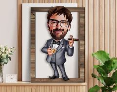 BK Gift Kişiye Özel Patron Karikatürlü 3D Ahşap Tablo, Sevgiliye Hediye, Arkadaşa Hediye, Yıl Dönümü Hediyesi, Doğum Günü Hediyesi-3