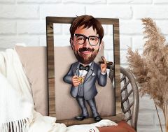 BK Gift Kişiye Özel Patron Karikatürlü 3D Ahşap Tablo, Sevgiliye Hediye, Arkadaşa Hediye, Yıl Dönümü Hediyesi, Doğum Günü Hediyesi-3