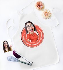 Kişiye Özel Kolay Yetişmiyor Karikatür Beyaz Mutfak Önlüğü - 1
