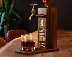 BK Gift Aynalı Altın Kabartma Musluklu Doğal Ceviz Ahşap Viski Standı, Home Bar, İçecek Dispenseri, Ahşap İçecek Çeşmesi-7