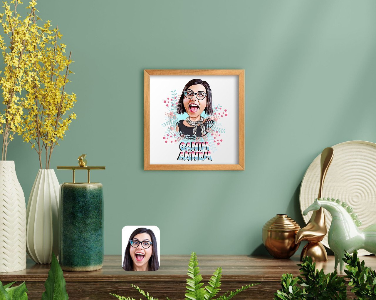 BK Home Canım Annem Karikatürlü El Yapımı Ahşap Çerçeveli Tablo-1