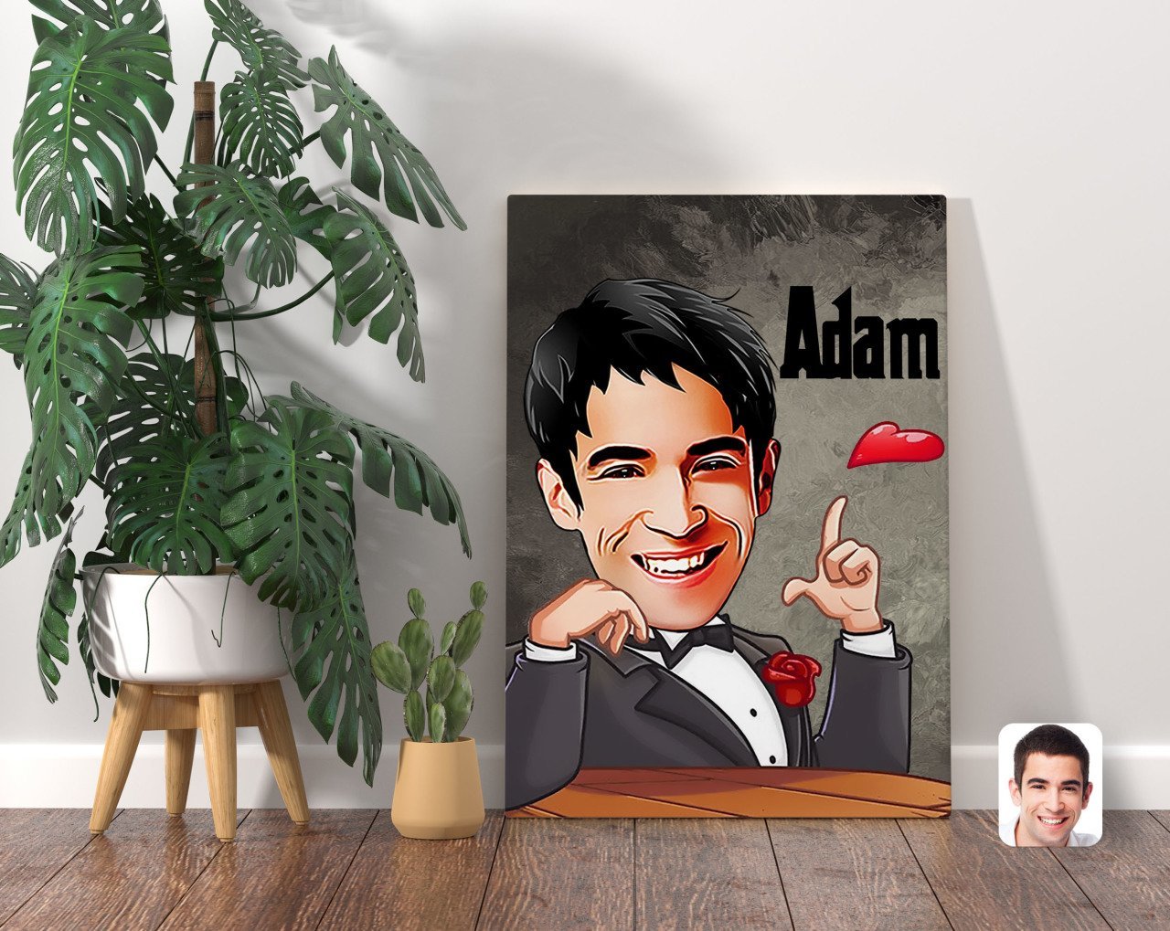 Kişiye Özel Adam Karikatürlü Kanvas Tablo 70x100cm-3