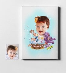 Kişiye Özel Bebek Karikatür Kanvas Tablo (50 x 70 cm.) 8