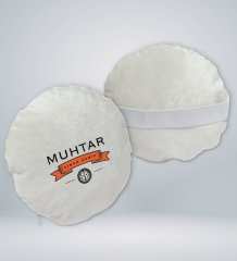 Kişiye Özel İsimli Muhtar Tasarımlı Yuvarlak Araç Koltuk Yastığı-2