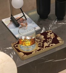 Kişiye Özel Retro Motif Tasarımlı Doğal Ahşap Tabaklı Viski Bardağı Sunum Seti Model 7