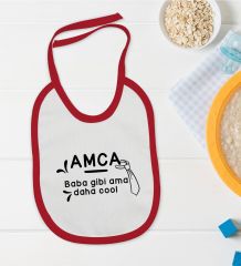 BK Kids Amca Baba Gibi Tasarımlı Kırmızı Bebek Mama Önlüğü-1