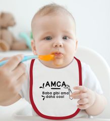 BK Kids Amca Baba Gibi Tasarımlı Kırmızı Bebek Mama Önlüğü-1