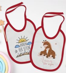 BK Kids Annem Her Şeyim Tasarımlı 2’li Kırmızı Mama Önlüğü-1