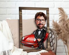 BK Gift Kişiye Özel Patron Karikatürlü 3D Ahşap Tablo, Sevgiliye Hediye, Arkadaşa Hediye, Yıl Dönümü Hediyesi, Doğum Günü Hediyesi-1