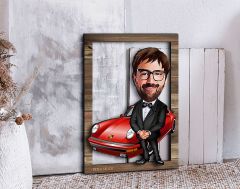 BK Gift Kişiye Özel Patron Karikatürlü 3D Ahşap Tablo, Sevgiliye Hediye, Arkadaşa Hediye, Yıl Dönümü Hediyesi, Doğum Günü Hediyesi-1
