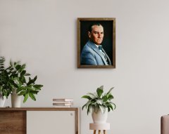 BK Home Atatürk Tasarımlı Doğal Masif Ahşap Çerçeveli Tablo 45x65cm-3